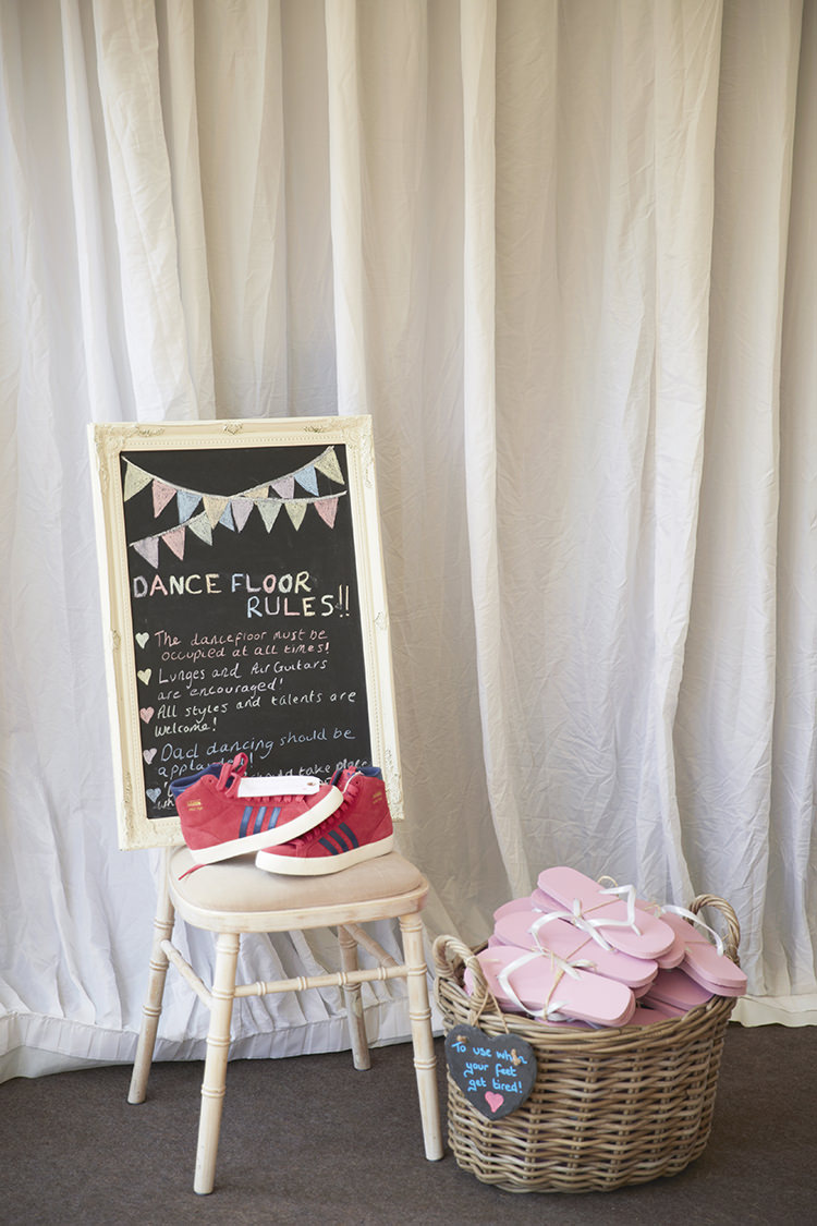 Dance Floor Rules Flip Flops Handmade Fuchsia Navy Farm Wedding http://www.nataliejweddings.com/