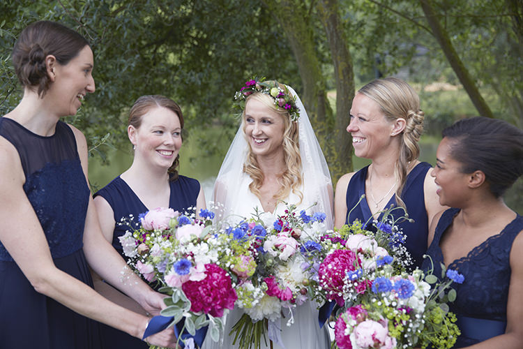Bride Bridesmaid Bouquets Flowers Pretty Country Handmade Fuchsia Navy Farm Wedding http://www.nataliejweddings.com/