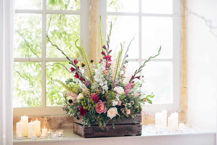 Crate Flowers Bicycle Rich Plum Stylish Relaxed Wedding http://albertpalmerphotography.com/