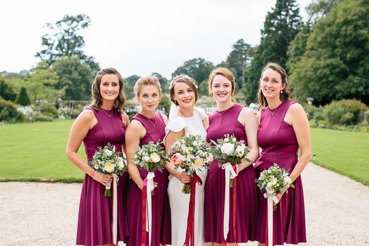 Short Bridesmaid Dresses Ribbon Bouquets Flowers Bicycle Rich Plum Stylish Relaxed Wedding http://albertpalmerphotography.com/