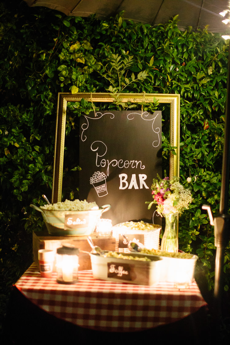 Popcorn Bar Station Bicycle Rich Plum Stylish Relaxed Wedding http://albertpalmerphotography.com/