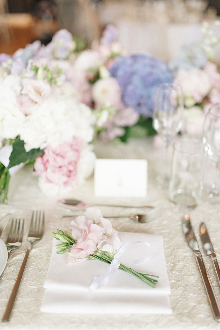 Flower Ribbbon Place Setting Decor Tables Chic Pastel City Wedding http://sarahjaneethan.co.uk/