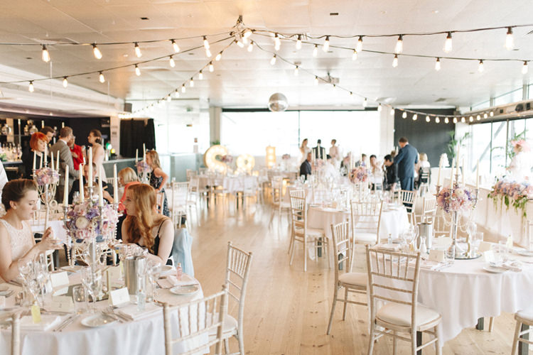 Festoon Lights Baltic Centre Chic Pastel City Wedding http://sarahjaneethan.co.uk/