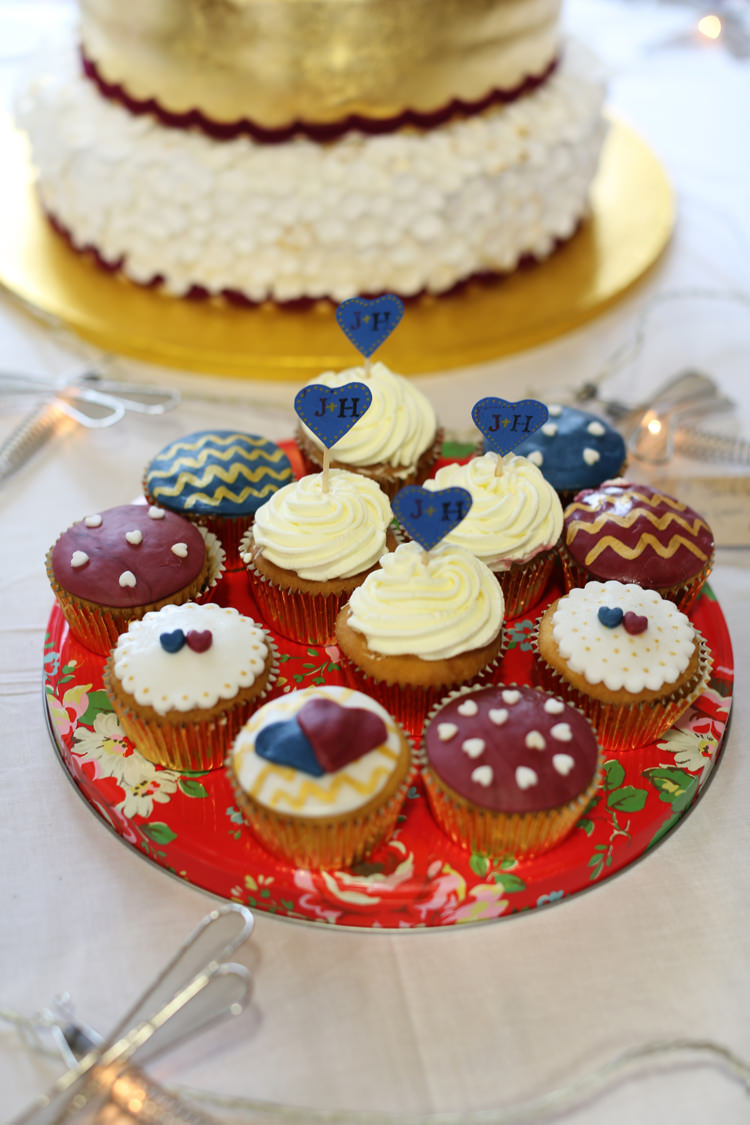 Cupcakes Heart Toppers Colourful Home Made Spring Wedding http://www.jadelisaphotography.com/