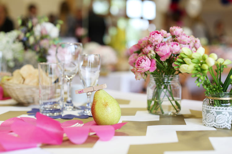 Pear Peg Place Cards Names Colourful Home Made Spring Wedding http://www.jadelisaphotography.com/