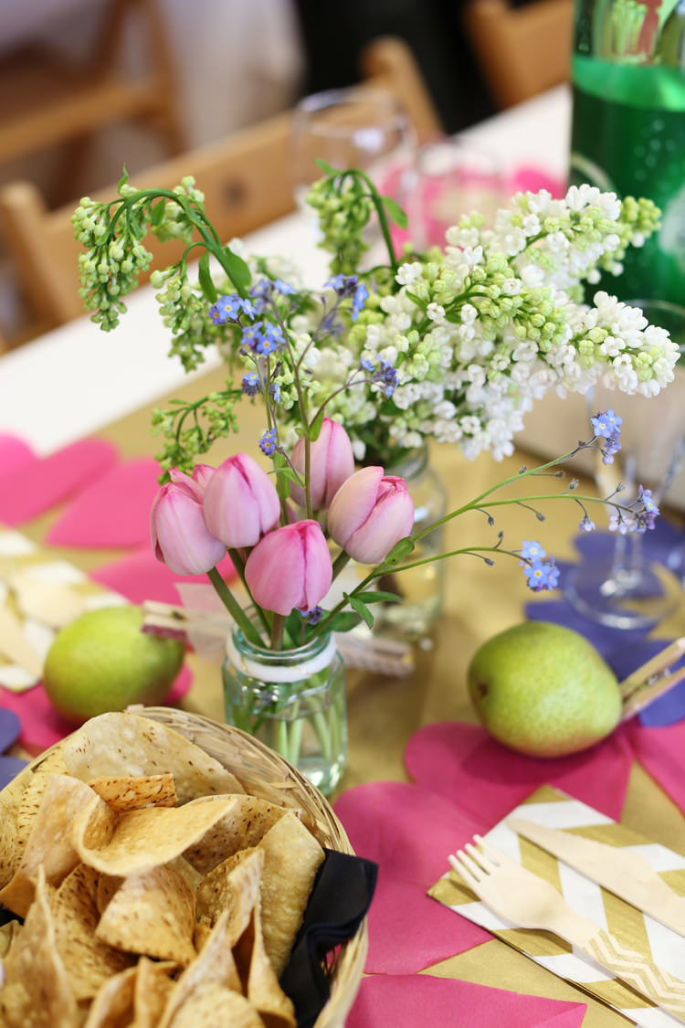 Jar Flowers Tulips Colourful Home Made Spring Wedding http://www.jadelisaphotography.com/