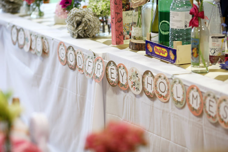Top Table Bunting Personalised Colourful Home Made Spring Wedding http://www.jadelisaphotography.com/
