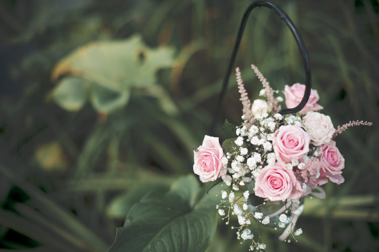 Hanging Flowers Hook Pink Beautiful Summer Garden Party Wedding http://divinedayphotography.com/