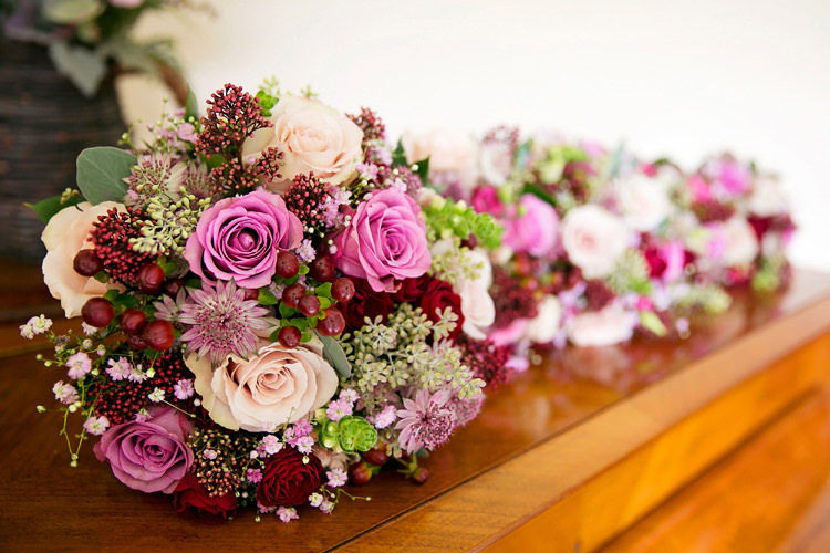 Pink Red Bouquets Berries Roses Bride Bridal Vintage Autumn School Wedding http://www.rachaeledwardsphotography.co.uk/