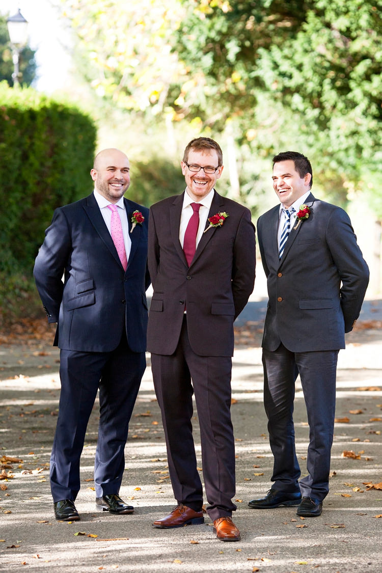 Brown Suit Red Tie Groom Vintage Autumn School Wedding http://www.rachaeledwardsphotography.co.uk/