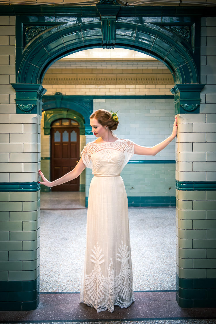 Omelia Catherine Deane Dress Gown Vintage Bride Bridal Quirky Film DIY Wedding http://jamestraceyphotography.com/