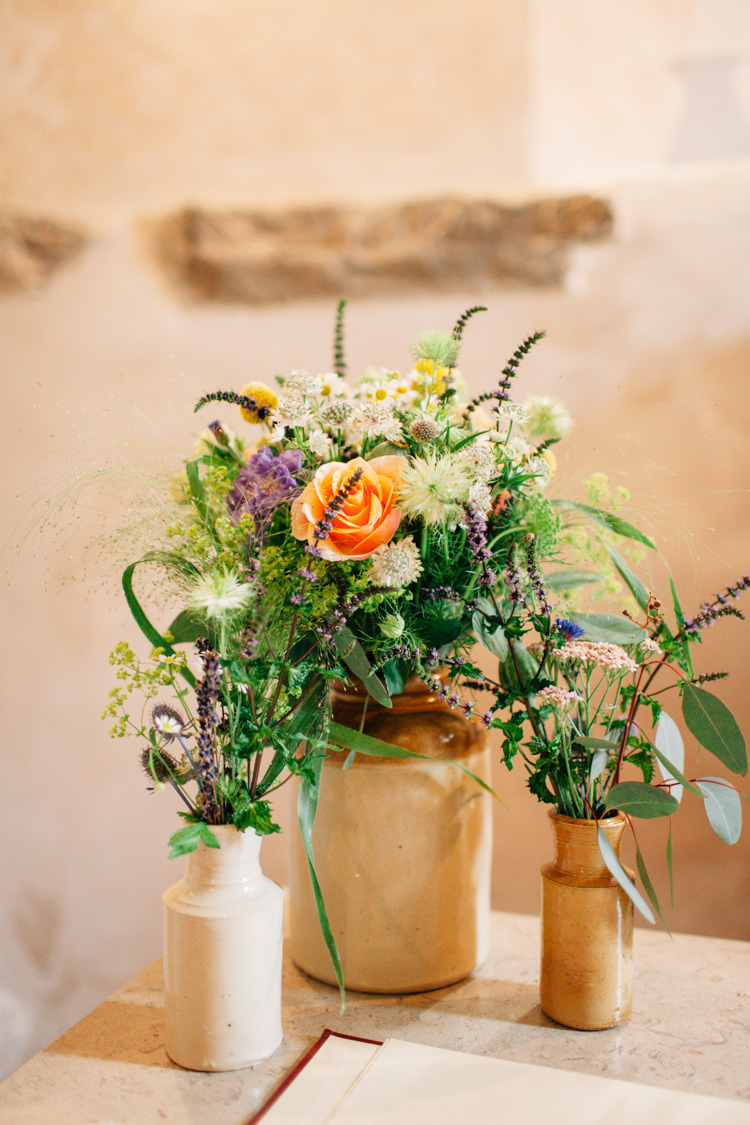 Wildflowers Church Vases Bottles Bohemian Origami Guernsey Wedding http://janiceyiphotography.ca/