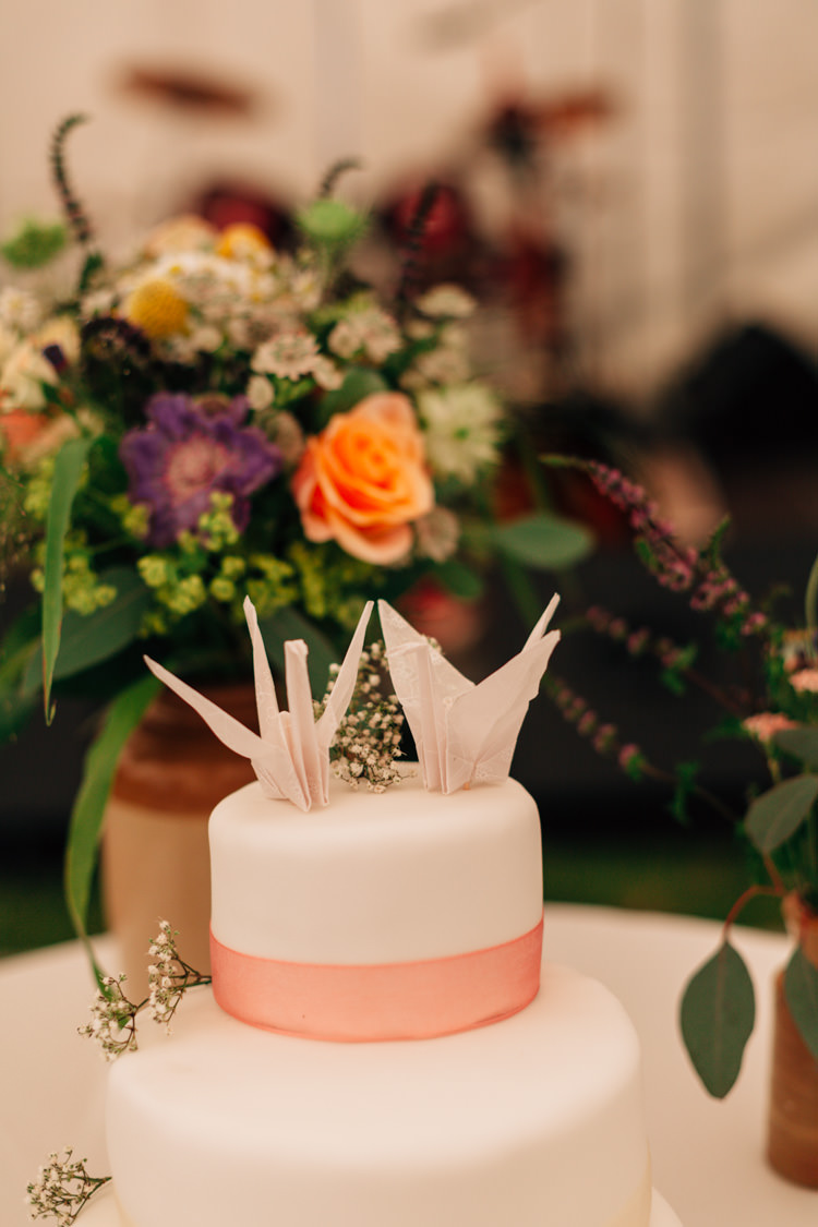 Paper Crane Cake Topper Bohemian Origami Guernsey Wedding http://janiceyiphotography.ca/