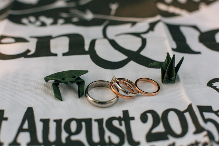 Rose Gold Wedding Rings Bands Bohemian Origami Guernsey Wedding http://janiceyiphotography.ca/
