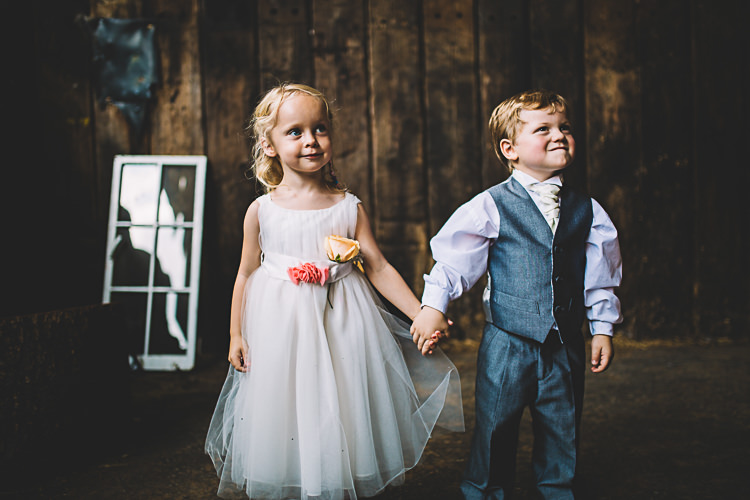Flower Girl Page Boy Magical Grey Coral Barn Wedding http://www.stevebridgwoodphotography.co.uk