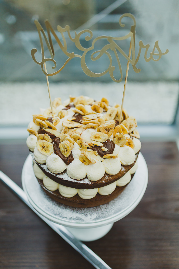 Banana Chocolate Cake Personalised Topper Modern Chic Stylish City Wedding http://photographybymarclawson.com/