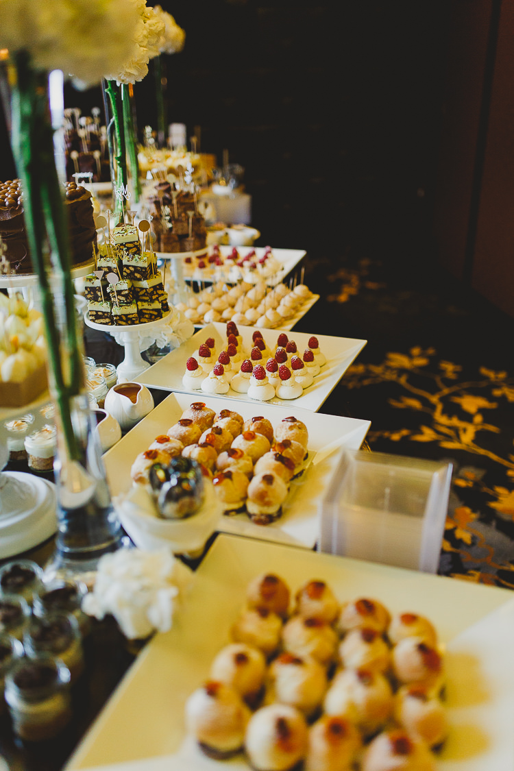 Cake Dessert Table White Gold Modern Chic Stylish City Wedding http://photographybymarclawson.com/
