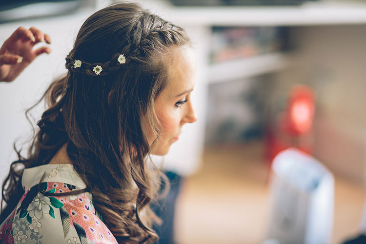 Hair Bride Bridal Daisies Braid Plait Colourful Fun London Wedding http://storyandcolour.co.uk/
