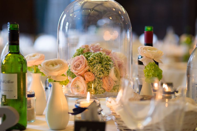 Bell Jar Flowers Roses Pretty Pink Green Winter Wedding http://www.lynseygracephotography.com/