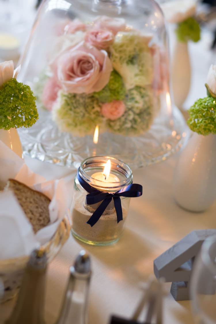 jar Candles Tea Lights Pretty Pink Green Winter Wedding http://www.lynseygracephotography.com/