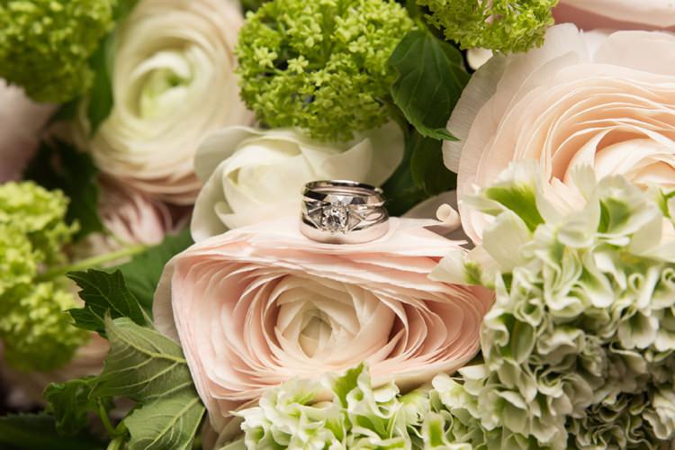 Rings Bands Pretty Pink Green Winter Wedding http://www.lynseygracephotography.com/