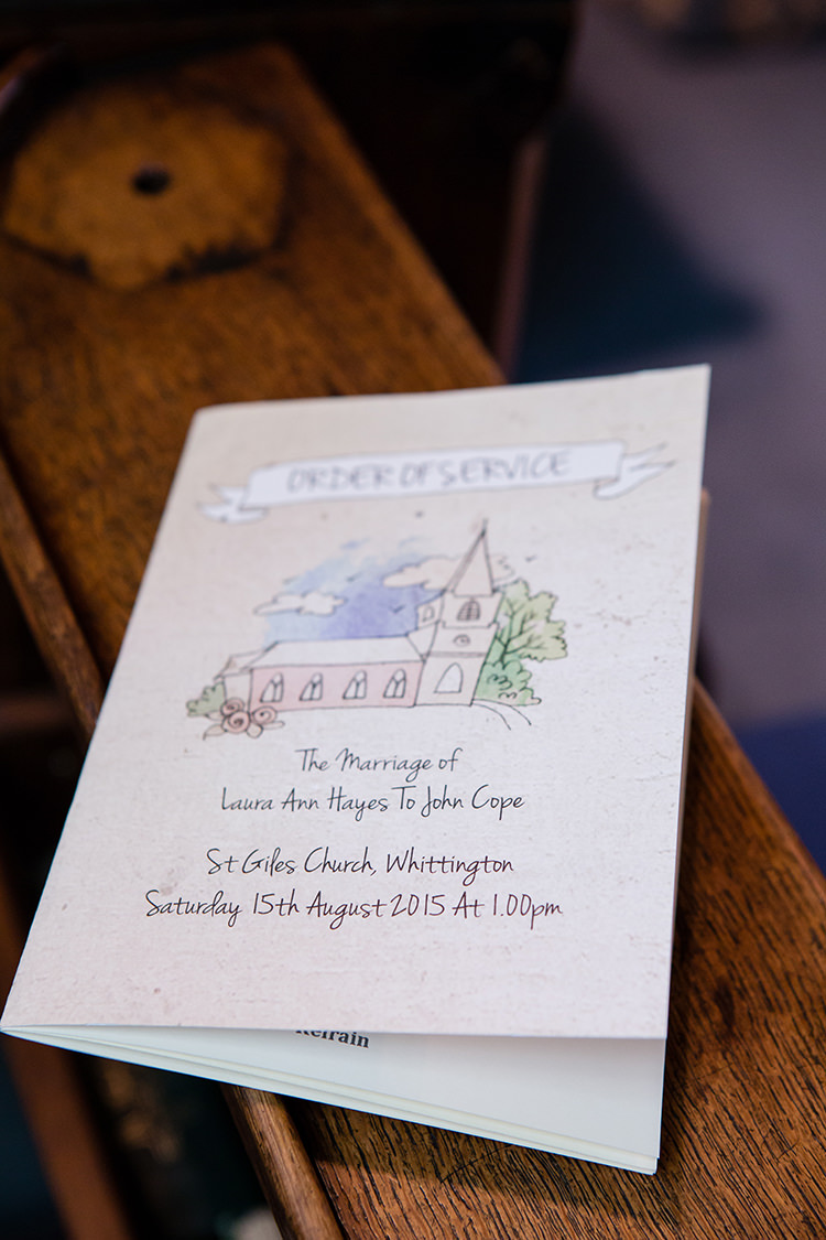 Illustrated Order of Service Church Pretty Natural Floral Barn Wedding http://www.johastingsphotography.co.uk/