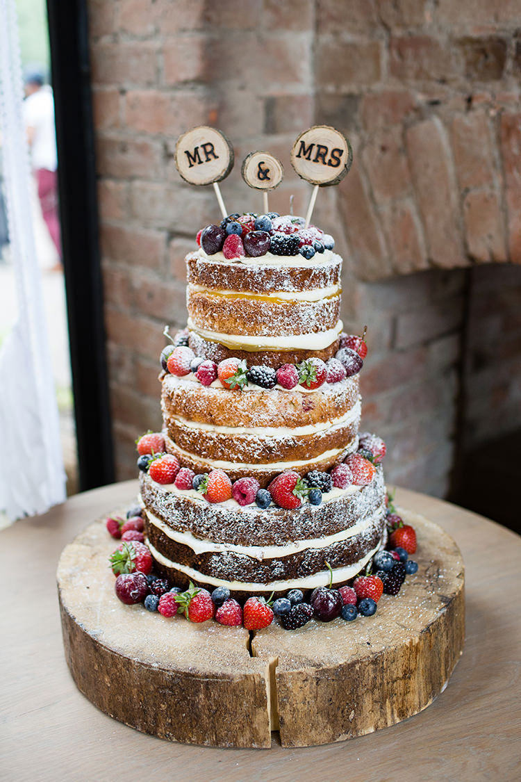 Naked Cake Sponge Fruit Layers Log Pretty Natural Floral Barn Wedding http://www.johastingsphotography.co.uk/