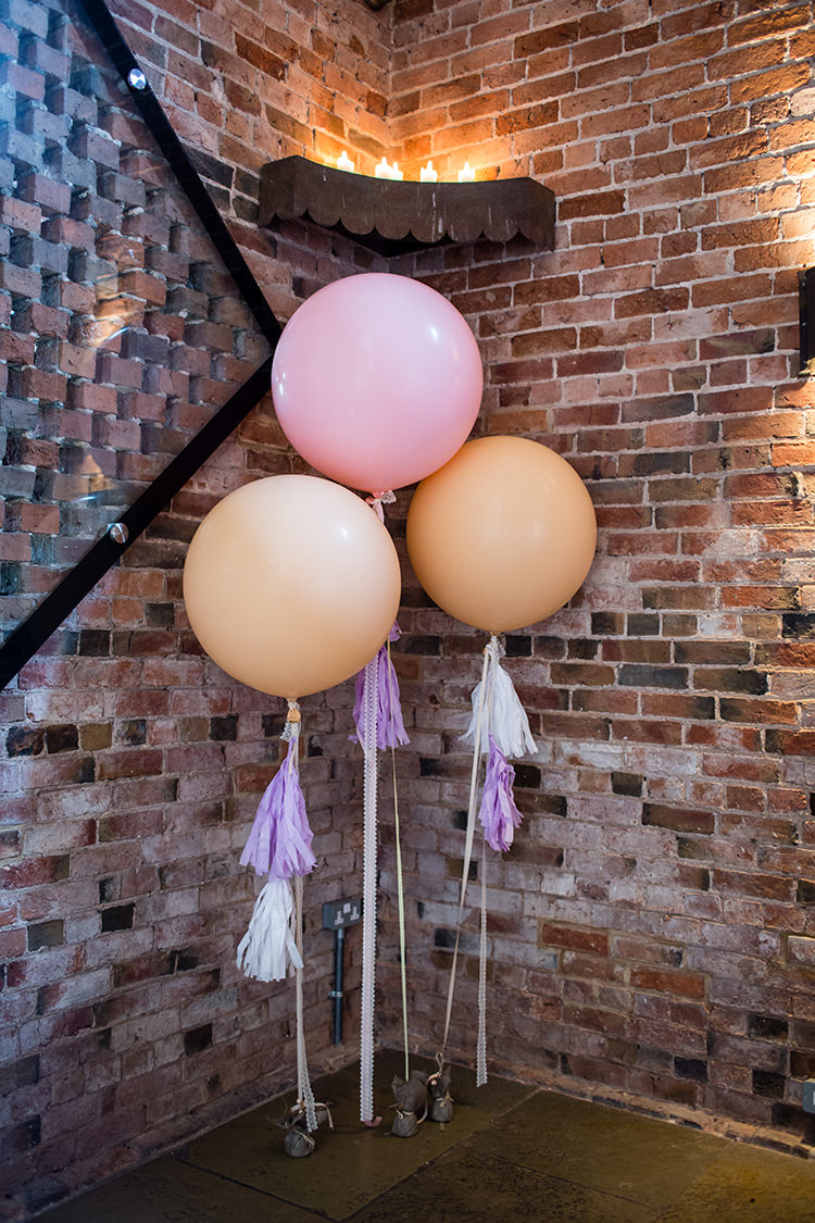 Giant Balloons Tassels Pretty Natural Floral Barn Wedding http://www.johastingsphotography.co.uk/