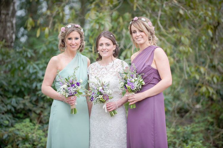Green Purple Bridesmaid Dresses Rustic Woodland Glade Wedding http://razzleberryphotography.co.uk/