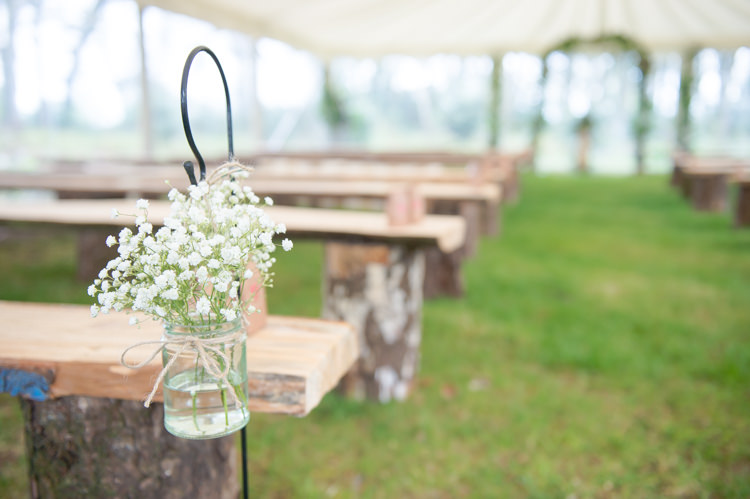 Baby Breath Gypsophila Flowers Aisle Ceremony Rustic Woodland Glade Wedding http://razzleberryphotography.co.uk/