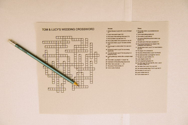 Crossword Game Eclectic Crafty Village Hall Wedding http://www.edgodden.co.uk/