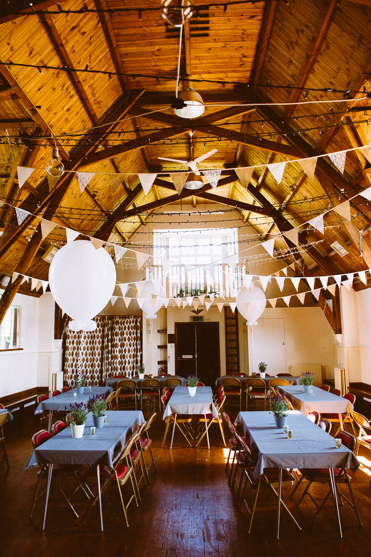 Bunting Balloons Eclectic Crafty Village Hall Wedding http://www.edgodden.co.uk/