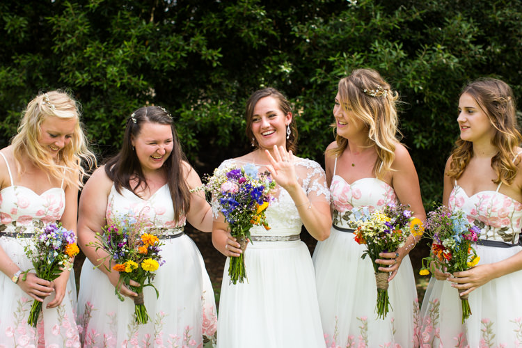 White Floral Bridesmaid Dresses ASOS Colourful DIY Village Hall Wedding http://samanthagilrainephotography.com/