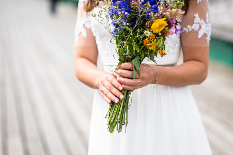 Wild Flower Bouquet Bride Bridal Blooms Colourful DIY Village Hall Wedding http://samanthagilrainephotography.com/