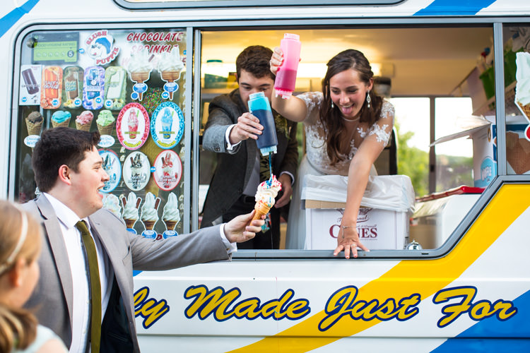 Ice Cream Van Colourful DIY Village Hall Wedding http://samanthagilrainephotography.com/