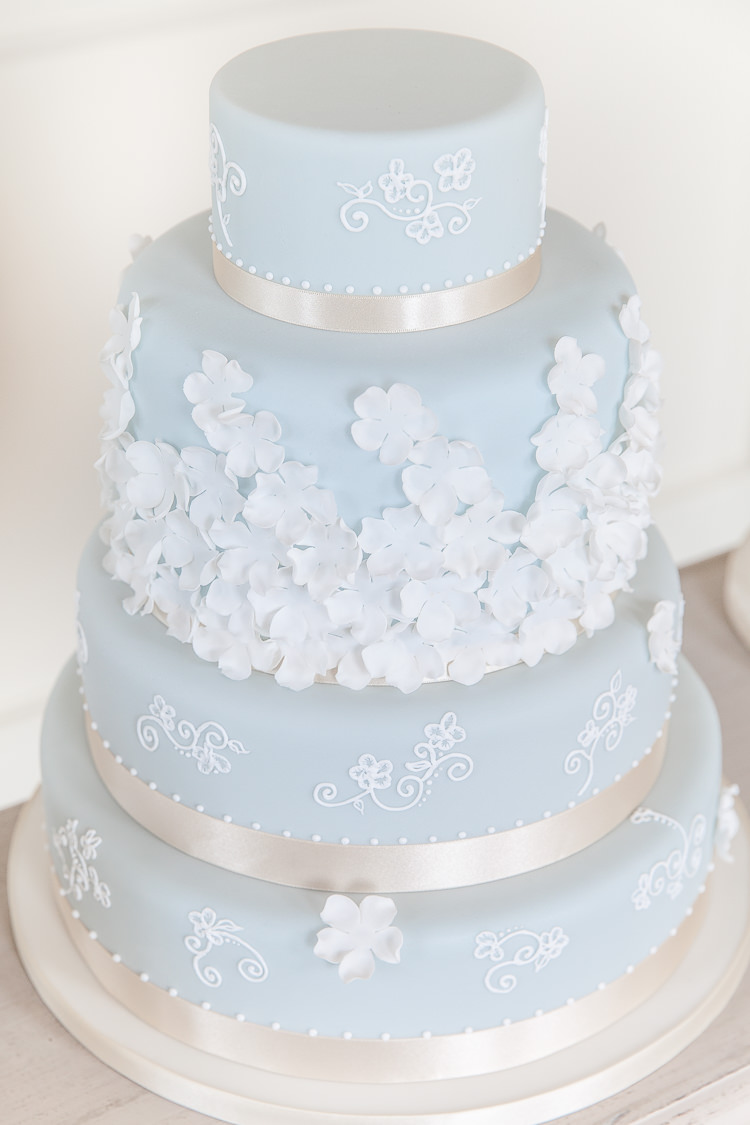 Pastel Blue White Cake Soft Classic Romantic Wedding Ideas http://www.mckenzie-brown.com/