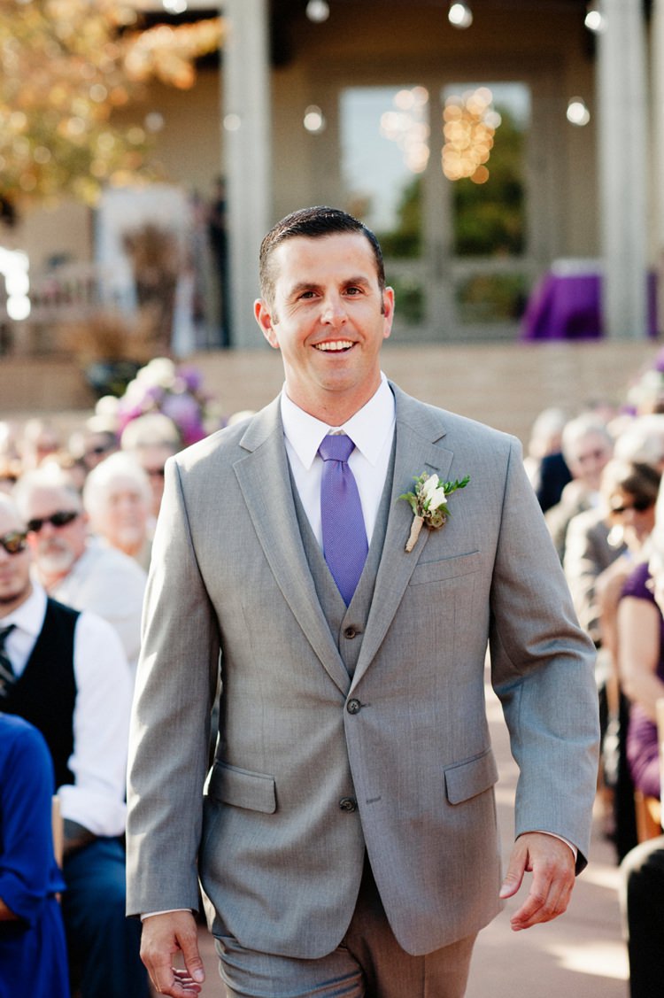 Grey Suit Groom Purple Tie Beautiful Winery Wedding California http://www.sarahmaren.com/