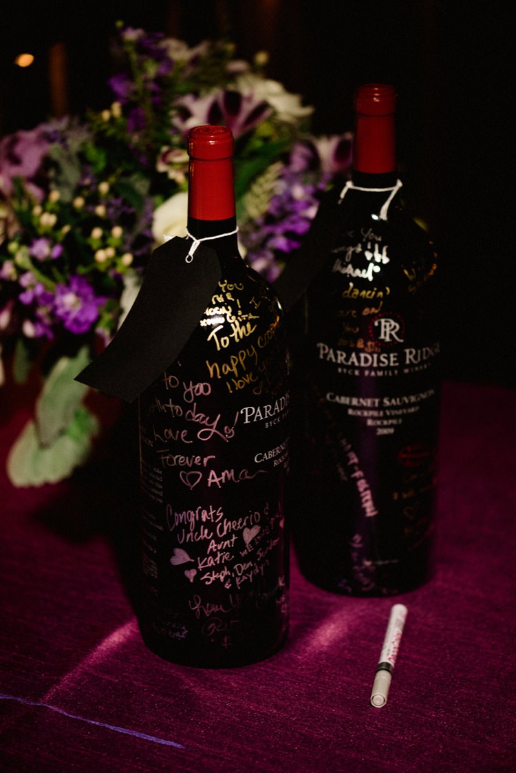 Wine Bottle Guest Book Beautiful Winery Wedding California http://www.sarahmaren.com/