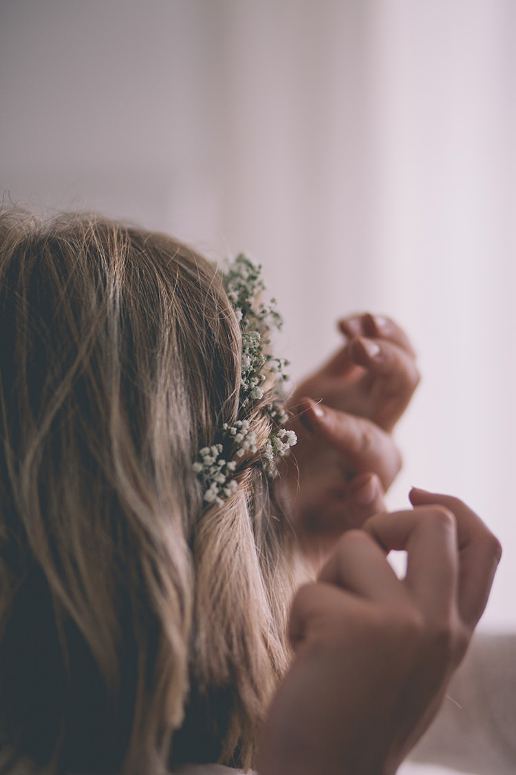 Bride Bridal Hair Twist Flowers Style Boho Chilled Festival Lavender Wedding http://storyandcolour.co.uk/