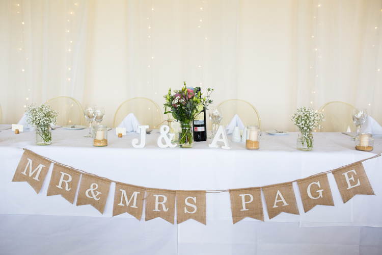 Top Table Personalised Bunting Hessian Pretty Fresh Summer Wedding http://www.charlotterazzellphotography.com/