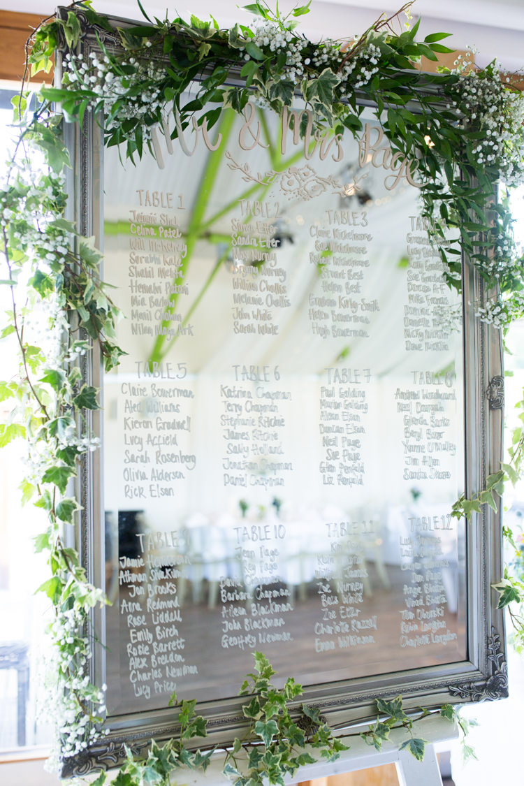 Mirror Foliage Table Seating Plan Chart Pretty Fresh Summer Wedding http://www.charlotterazzellphotography.com/