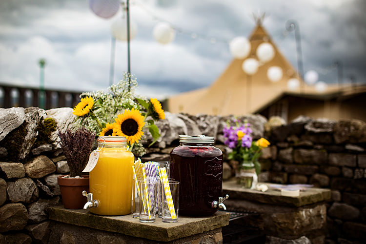 Drinks Home Made Farm Tipi Wedding http://alexabbottphotography.co.uk/