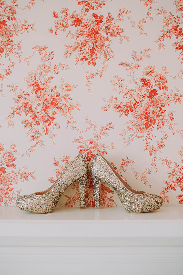 Gold Glitter Shoes Heels Bride Bridal Quirky Stylish Home Made Woodland Wedding http://bloomweddings.co.uk/