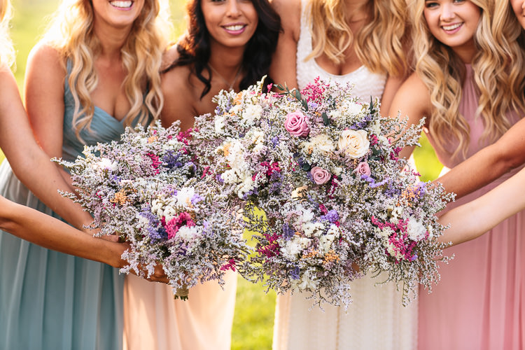 Dried Flowers Bouquets Bride Bridesmaids Pastel Bohemian Floral Vineyard Wedding http://albertpalmerphotography.com/