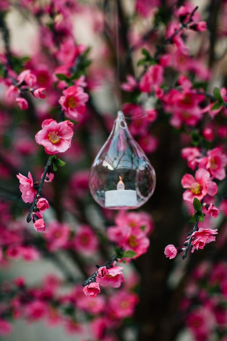 Cherry Blossom Pink Candle Tea Light Bohemian Floral Vineyard Wedding http://albertpalmerphotography.com/
