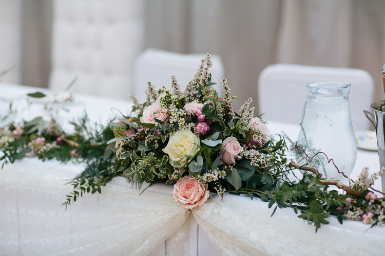 Top Table Flower Arrangement Bohemian Floral Vineyard Wedding http://albertpalmerphotography.com/