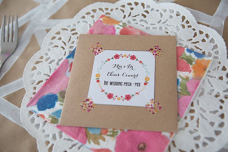 CD Music Favours Bright Fresh Mexican Inspired Wedding http://www.photographybykatie.co.uk/