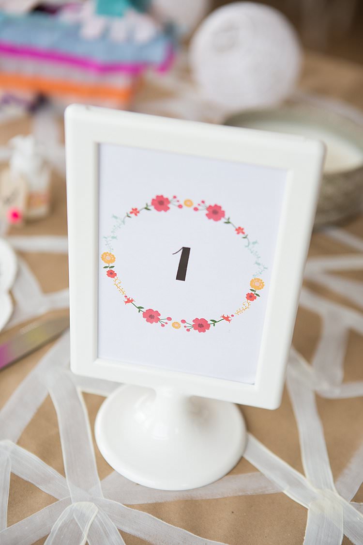 Floral Table Numer Frames Bright Fresh Mexican Inspired Wedding http://www.photographybykatie.co.uk/