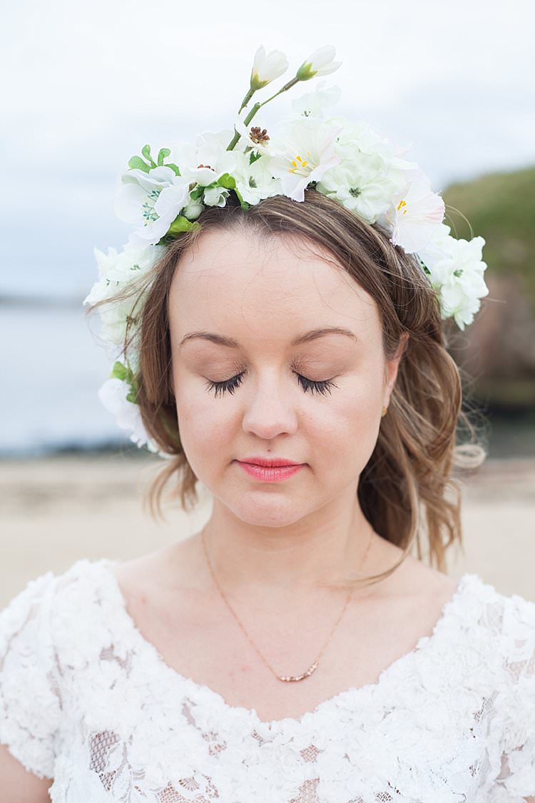 White Flowers Crown Bride Halo Headdress Bright Fresh Mexican Inspired Wedding http://www.photographybykatie.co.uk/