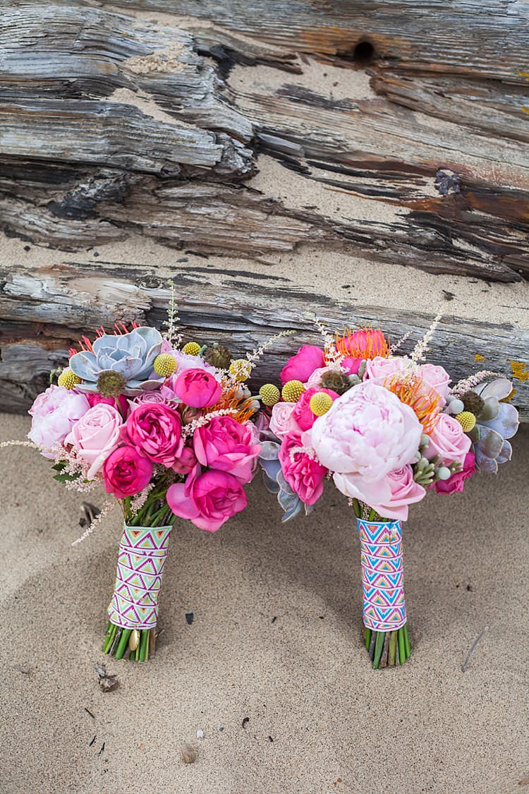 Pink Yellow Peony Billy Ball Bouquets Flowers Succulents Bright Fresh Mexican Inspired Wedding http://www.photographybykatie.co.uk/